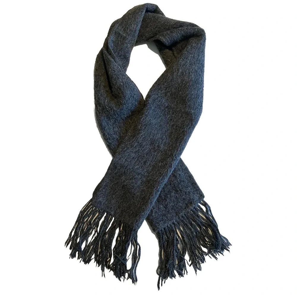 Scarf Gray 50% Alpaca With‎ Fringe Soft Peru